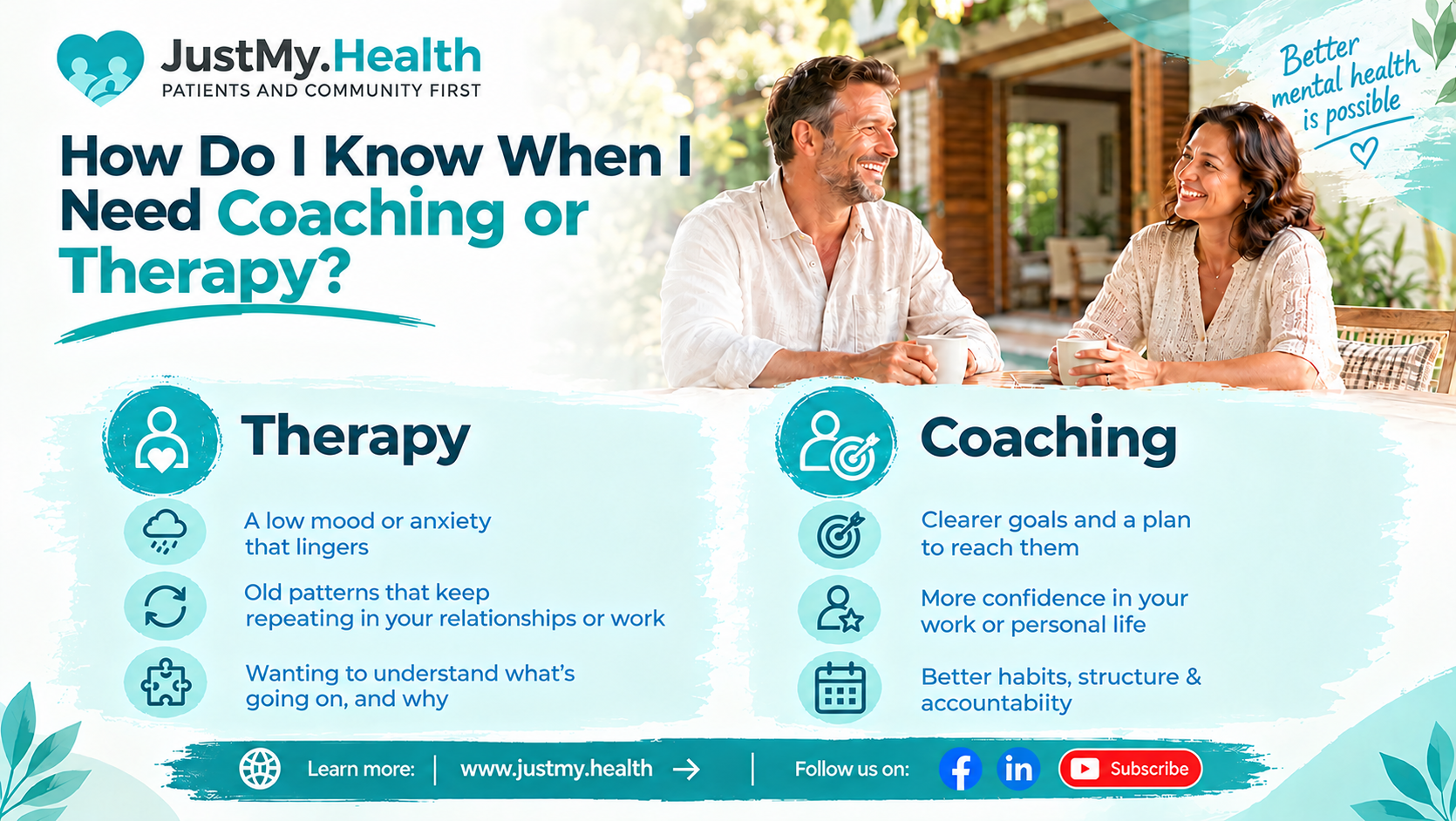 𝗛𝗼𝘄 𝗗𝗼 𝗜 𝗞𝗻𝗼𝘄 𝗪𝗵𝗲𝗻 𝗜 𝗡𝗲𝗲𝗱 𝗖𝗼𝗮𝗰𝗵𝗶𝗻𝗴 𝗼𝗿 𝗧𝗵𝗲𝗿𝗮𝗽𝘆?
